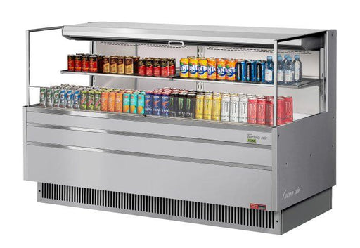 Turbo Air TOM-72L-UF-S-2S-N 70 3/4" Stainless Steel Low Profile Horizontal Open Air Cooler w/ (2) Levels – Ultra Front Merchandiser, 220v/1ph - Donut-Supplies.Com