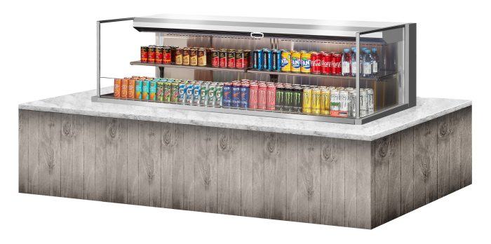 Turbo Air TOM-72L-UF-S-2SI-N 72" Stainless Steel Drop-In Refrigerated Open Display Case Merchandiser w/ (2) Levels, 220v/1ph - Donut-Supplies.Com