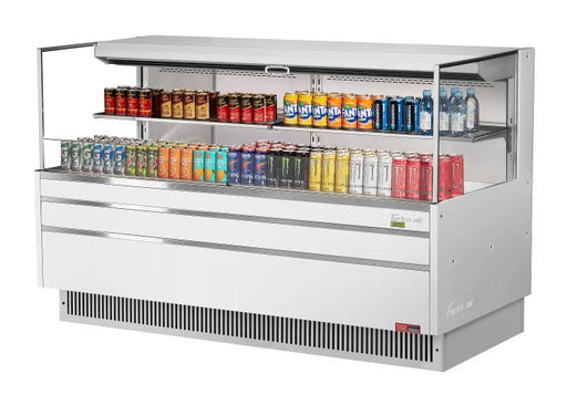 Turbo Air TOM-72L-UF-W-2S-N 70 3/4" White Low Profile Horizontal Open Air Cooler w/ (2) Levels – Ultra Front Merchandiser, 220v/1ph - Donut-Supplies.Com