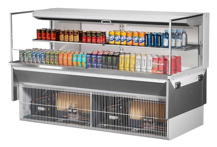 Turbo Air TOM-72L-UF-W-2SI-N 71 7/8" Drop-In Horizontal Open Air Cooler w/ (2) Levels – White Exterior, 220v/1ph - Donut-Supplies.Com