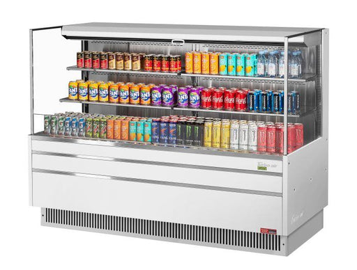 Turbo Air TOM-72L-UF-W-3S-N 70 3/4" White Low Profile Horizontal Open Air Cooler w/ (3) Levels – Ultra Front Merchandiser, 220v/1ph - Donut-Supplies.Com