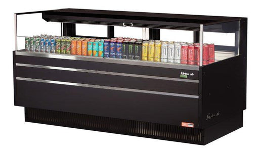 Turbo Air TOM-72L-UFD-B-1S-N 70 3/4" Black Low Profile Horizontal Open Air Cooler w/ (1) Level – Ultra Front Deluxe Merchandiser, 220v/1ph - Donut-Supplies.Com