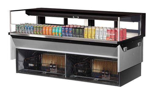 Turbo Air TOM-72L-UFD-B-1SI-N 72" Drop-In Horizontal Open Air Cooler w/ (1) Level – Black Exterior, 220v/1ph - Donut-Supplies.Com