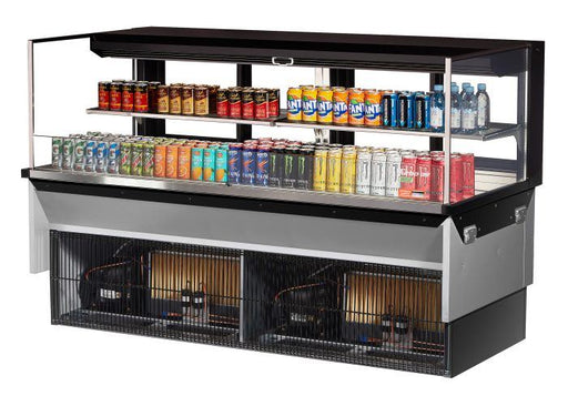 Turbo Air TOM-72L-UFD-B-2SI-N 72" Drop-In Horizontal Open Air Cooler w/ (2) Levels – Black Exterior, 220v/1ph - Donut-Supplies.Com