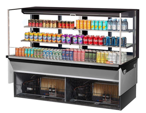 Turbo Air TOM-72L-UFD-B-3SI-N 72" Drop-In Horizontal Open Air Cooler w/ (3) Levels – Black Exterior, 220v/1ph - Donut-Supplies.Com