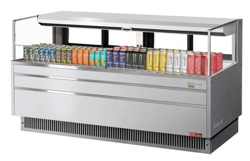 Turbo Air TOM-72L-UFD-S-1S-N 70 3/4" Stainless Steel Low Profile Horizontal Open Air Cooler w/ (1) Level – Ultra Front Deluxe Merchandiser, 220v/1ph - Donut-Supplies.Com