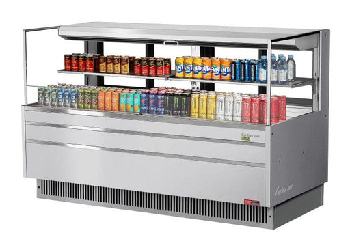 Turbo Air TOM-72L-UFD-S-2S-N 70 3/4" Stainless Steel Low Profile Horizontal Open Air Cooler w/ (2) Levels – Ultra Front Deluxe Merchandiser, 220v/1ph - Donut-Supplies.Com