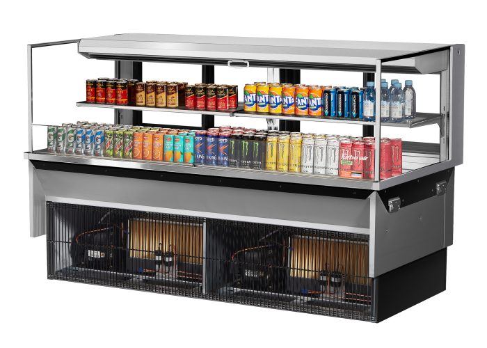Turbo Air TOM-72L-UFD-S-2SI-N 72" Drop-In Horizontal Open Air Cooler w/ (2) Levels – Stainless Steel Exterior, 220v/1ph - Donut-Supplies.Com
