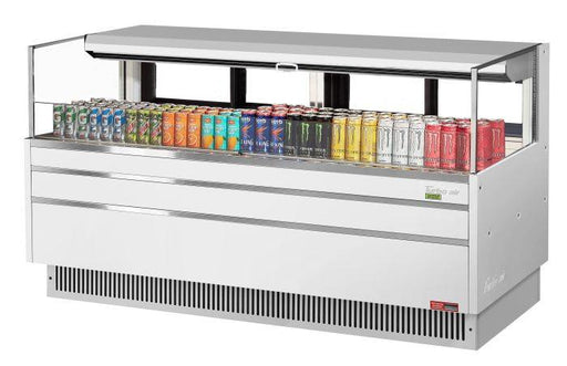 Turbo Air TOM-72L-UFD-W-1S-N 70 3/4" White Low Profile Horizontal Open Air Cooler w/ (1) Level – Ultra Front Deluxe Merchandiser, 220v/1ph - Donut-Supplies.Com