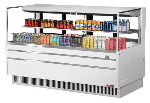 Turbo Air TOM-72L-UFD-W-2S-N 70 3/4" White Low Profile Horizontal Open Air Cooler w/ (2) Levels – Ultra Front Deluxe Merchandiser, 220v/1ph - Donut-Supplies.Com