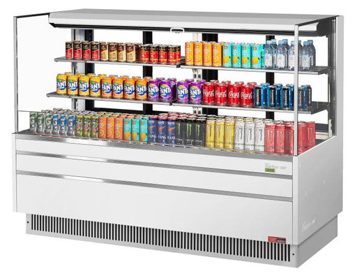 Turbo Air TOM-72L-UFD-W-3S-N 70 3/4" White Low Profile Horizontal Open Air Cooler w/ (3) Levels – Ultra Front Deluxe Merchandiser, 220v/1ph - Donut-Supplies.Com