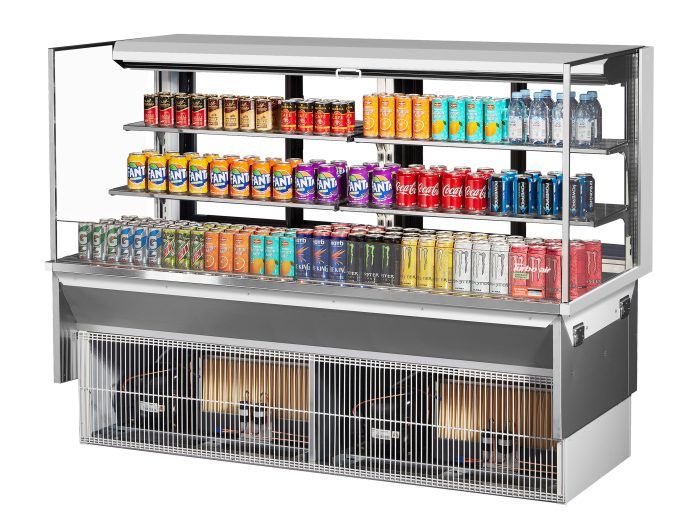 Turbo Air TOM-72L-UFD-W-3SI-N 72" Drop-In Horizontal Open Air Cooler w/ (3) Levels – White Exterior, 220v/1ph - Donut-Equipment.com