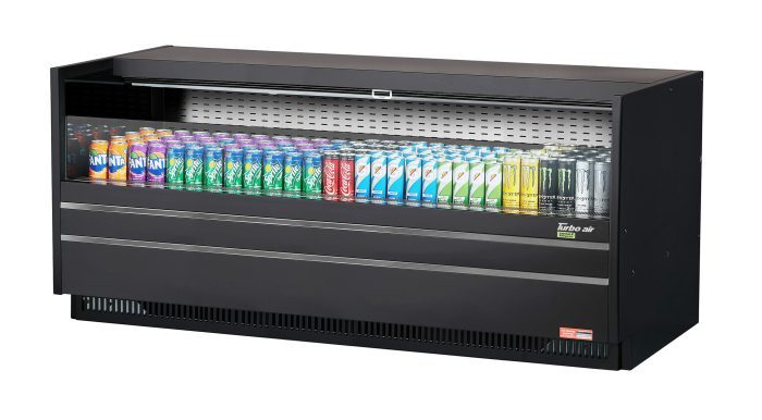 Turbo Air TOM-72UC-B-N 72 1/4" Horizontal Open Air Cooler w/ (1) Level – Black Exterior, 115v - Donut-Equipment.com