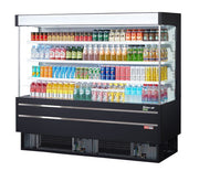 Turbo Air TOM-75MSEB-N 75 1/2" Black Narrow Depth Vertical Open Air Cooler / Air Curtain Display Case with (4) Levels, 220v - Donut-Equipment.com