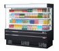Turbo Air TOM-75MSEB-N 75 1/2" Black Narrow Depth Vertical Open Air Cooler / Air Curtain Display Case with (4) Levels, 220v - Donut-Supplies.Com