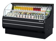 Turbo Air TOM-75SB-N 75 5/8" Slim Line Horizontal Open Air Cooler w/ (3) Levels – Black Exterior, 115v - Donut-Equipment.com