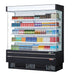 Turbo Air TOM-75SEB-N 76 1/2" Black Narrow Depth Vertical Open Air Cooler / Air Curtain Display Case with (5) Levels, 220v/1ph - Donut-Supplies.Com