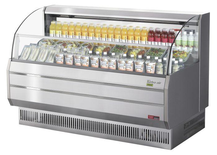 Turbo Air TOM-75SS-N 75 3/4" Slim Line Horizontal Open Air Cooler w/ (3) Shelves – Stainless Steel Exterior, 115v - Donut-Equipment.com