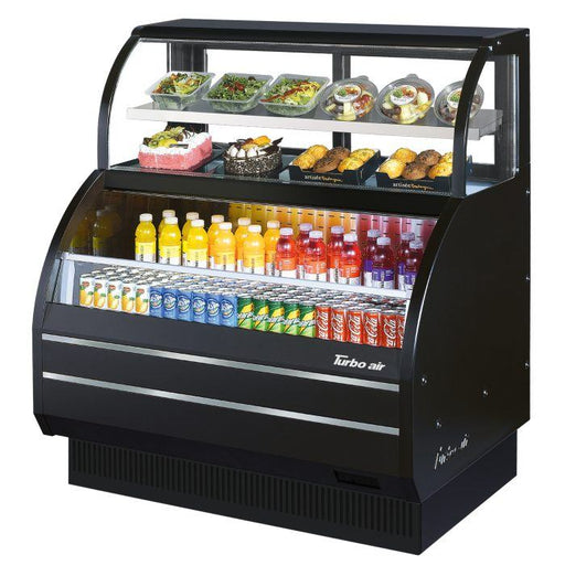 Turbo Air TOM-W-50SB-N 50 7/8" Black Horizontal Open Air Cooler w/ (4) Levels – Wide Display Merchandiser, 115v - Donut-Supplies.Com