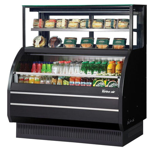 Turbo Air TOM-W-50SB-UF-N 50 7/8" Black Horizontal Open Air Cooler w/ (4) Levels – Ultra Front Display Merchandiser, 115v - Donut-Supplies.Com