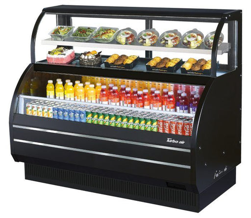 Turbo Air TOM-W-60SB-N 62 5/8" Black Horizontal Open Air Cooler w/ (4) Levels – Wide Display Merchandiser, 115v - Donut-Supplies.Com