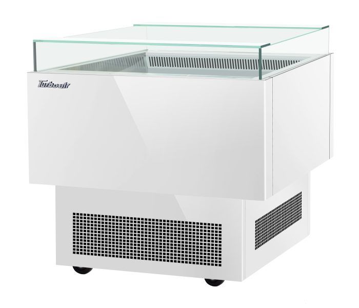 Turbo Air TOS-30PN-W 30" White Horizontal Open Display Merchandiser / Air Curtain Sandwich and Cheese Display Case – 1 Level, 115v - Donut-Supplies.Com