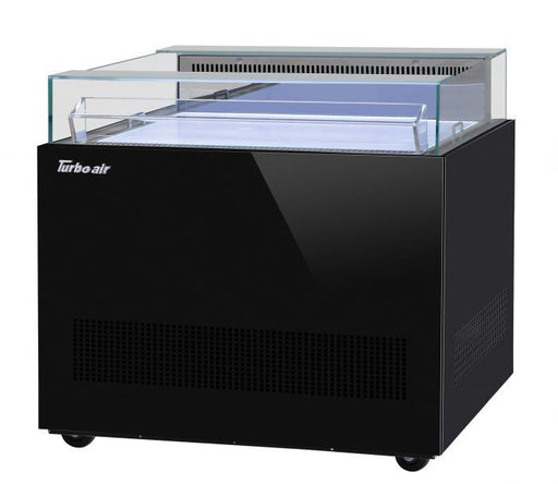 Turbo Air TOS-40NN-B 40" Black Horizontal Open Display Merchandiser / Air Curtain Sandwich and Cheese Display Case – 1 Level, 115v - Donut-Supplies.Com