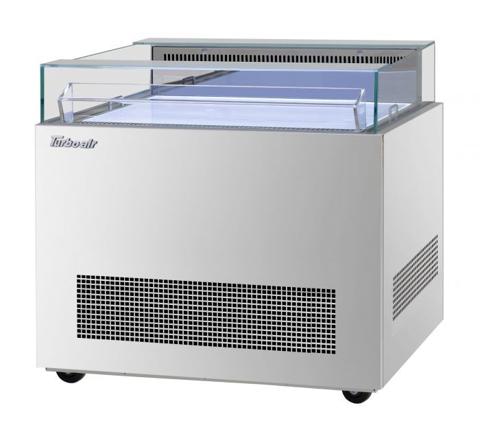 Turbo Air TOS-40NN-S 40 1/4" Stainless Steel Horizontal Open Display Merchandiser / Air Curtain Sandwich and Cheese Display Case – 1 Level, 115v - Donut-Equipment.com