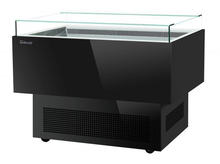 Turbo Air TOS-40PN-B 40" Black Horizontal Open Display Merchandiser / Air Curtain Sandwich and Cheese Display Case – 1 Level, 115v - Donut-Equipment.com