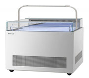 Turbo Air TOS-50NN-D-S 50 1/4" Stainless Steel Horizontal Open Display Merchandiser / Air Curtain Sandwich and Cheese Display Case – 1 Level with Top Shelf, 115v - Donut-Equipment.com