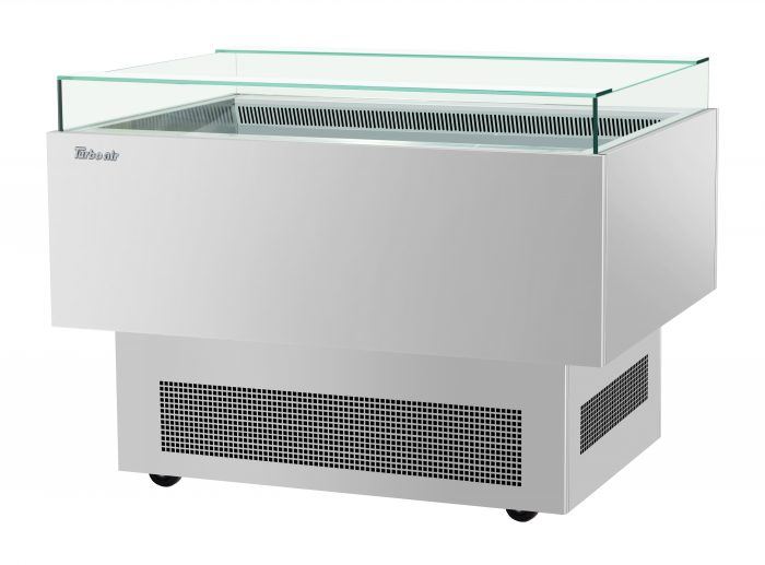 Turbo Air TOS-50PN-S 50" Stainless Steel Horizontal Open Display Merchandiser / Air Curtain Sandwich and Cheese Display Case – 1 Level, 115v - Donut-Supplies.Com