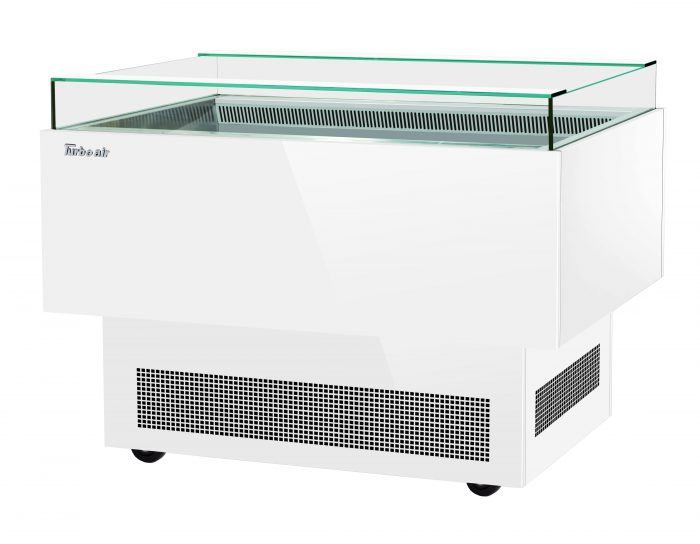 Turbo Air TOS-50PN-W 50" White Horizontal Open Display Merchandiser / Air Curtain Sandwich and Cheese Display Case – 1 Level, 115v - Donut-Equipment.com