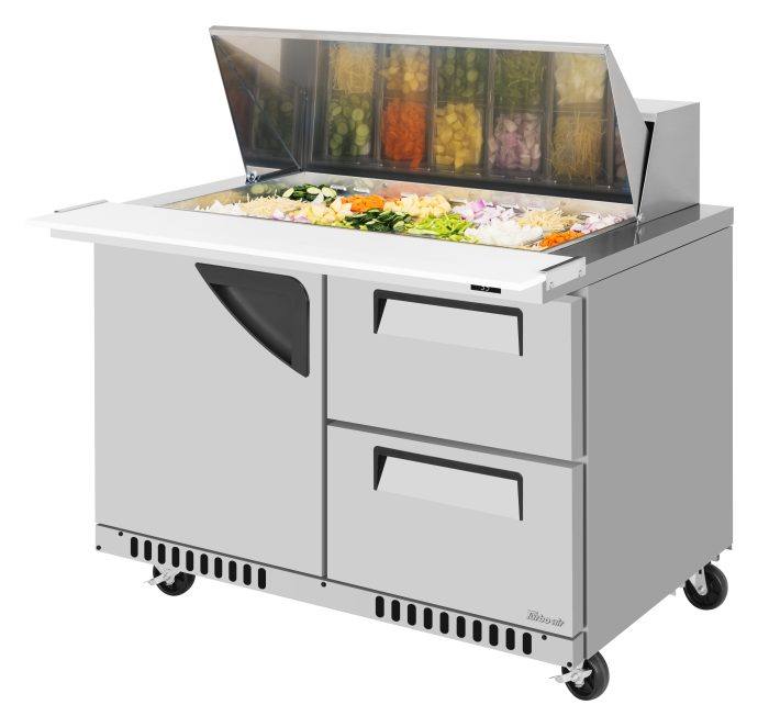 Turbo Air TST-48SD-18-D2R(L)-FB-N 48" Mega Top Sandwich Prep Table w/ 2 Drawers & 1 Door - Donut-Equipment.com