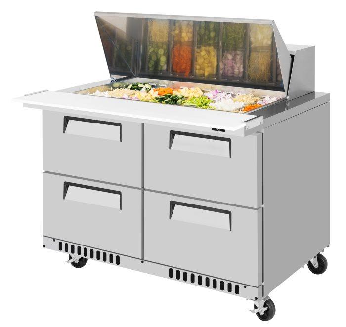 Turbo Air TST-48SD-18-D4-FB-N Super Deluxe 48" Mega Top Sandwich/Salad Prep Table with Four Drawers - Donut-Equipment.com