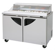 Turbo Air Super Deluxe TST-48SD-N-CL 48" 2 Door Refrigerated Sandwich Prep Table with Clear Lid - Donut-Equipment.com