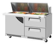 Turbo Air TST-60SD-24-D2R(L)-FB-N 60" Mega Top Sandwich Prep Table w/ 2 Drawers & 1 Door - Donut-Equipment.com
