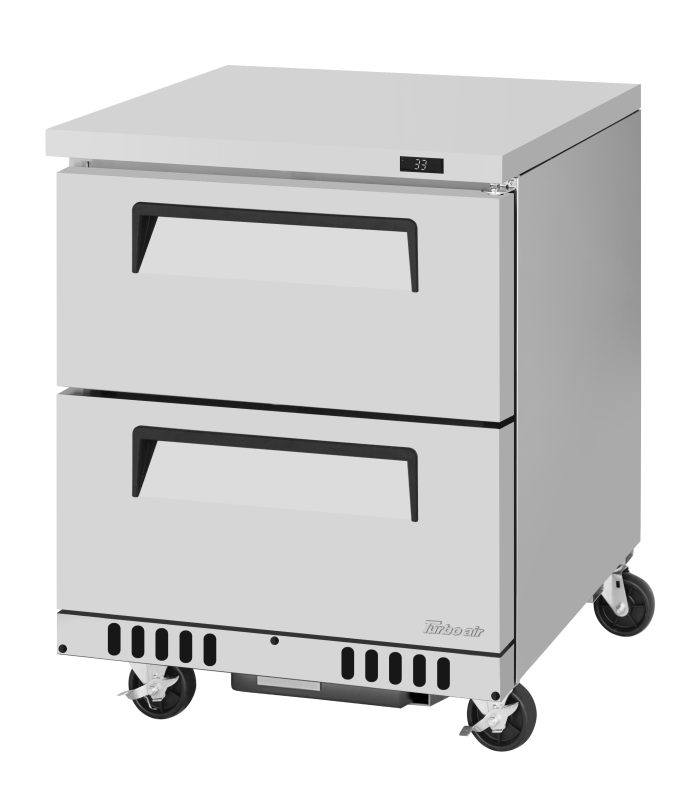 Turbo Air TUR-28SD-D2-FB-N 27 1/2" W Undercounter Refrigerator w/ 1 Section, 2 Drawers & Front Breathing - Donut-Equipment.com