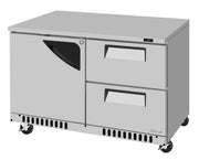 Turbo Air TUR-48SD-D2R(L)-FB-N 48 1/4" W Undercounter Refrigerator w/ 2 Drawers, 1 Door & Front Breathing - Donut-Equipment.com