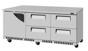 Turbo Air TUR-72SD-D4R(L)-FB-N 72 1/4" W Undercounter Refrigerator w/ 4 Drawers, 1 Door & Front Breathing - Donut-Supplies.Com