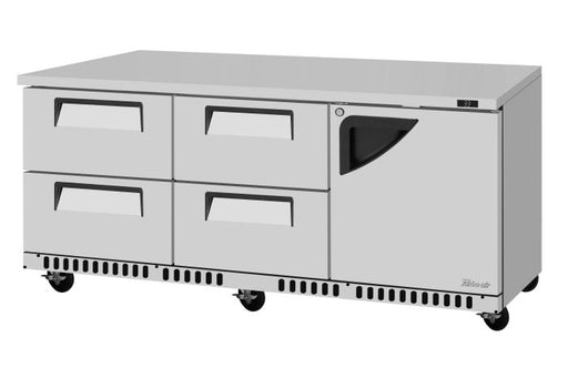Turbo Air TUR-72SD-D4R(L)-FB-N 72 1/4" W Undercounter Refrigerator w/ 4 Drawers, 1 Door & Front Breathing - Donut-Supplies.Com
