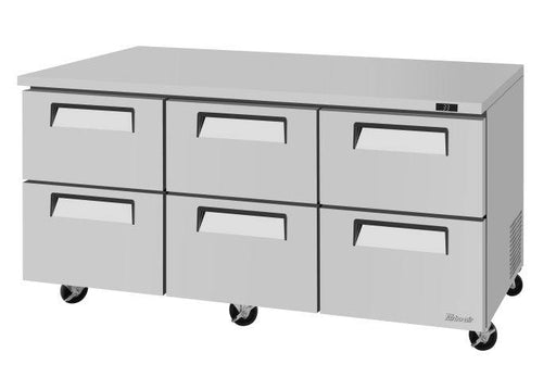Turbo Air TUR-72SD-D6-N 72 1/4" W Undercounter Refrigerator w/ 2 Sections & 6 Drawers - Donut-Supplies.Com