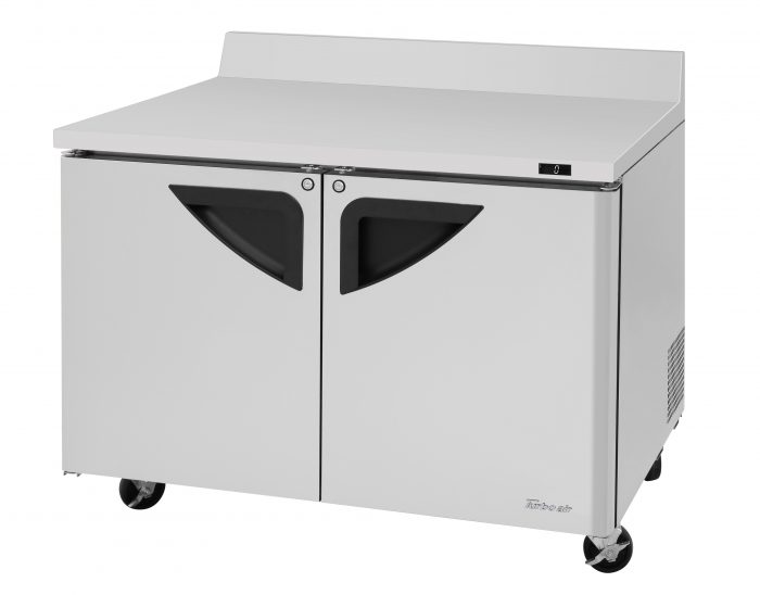 Turbo Air TWR-48SD-N 48 1/4" Super Deluxe Worktop Refrigerator w/ (2) Sections, 2 Solid Doors - Donut-Equipment.com