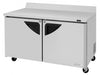 Turbo Air TWR-60SD-N 60 1/4" Super Deluxe Worktop Refrigerator w/ (2) Sections, 2 Solid Doors - Donut-Supplies.Com