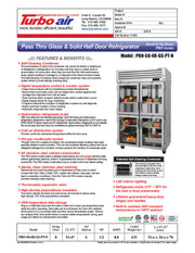 Turbo Air PRO-50-4R-GS-PT-N 51 3/4" Two Section Pass Thru Refrigerator, (4) Glass Doors, (4) Solid Doors, Left/Right Hinge, 115v - Donut-Equipment.com