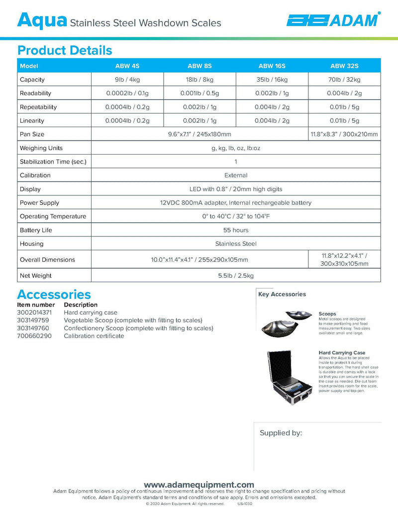 Aqua Washdown Scales ABW-4S - Donut-Supplies.Com