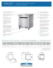 Arctic Air AUC27F 27" Single Door Undercounter Freezer - Donut-Supplies.Com