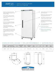 Arctic Air AWF25 White Single Door Reach In Freezer - Donut-Supplies.Com