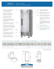 Arctic Air AR23 1 Door Reach-In Refrigerator - Donut-Supplies.Com