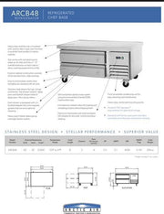 Arctic Air ARCB48 50" Two Drawer Refrigerated Chef Base - Donut-Supplies.Com