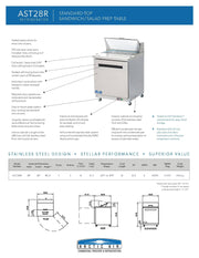 Arctic Air AST28R One Door Sandwich / Salad Prep Refrigerator - Donut-Supplies.Com